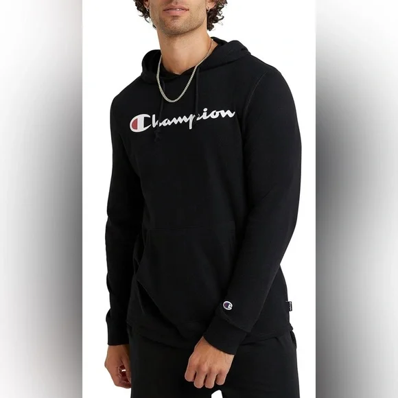 Champion Black Middleweight Hooded Long Sleeve Jersey Men's M - Picture 1 of 10